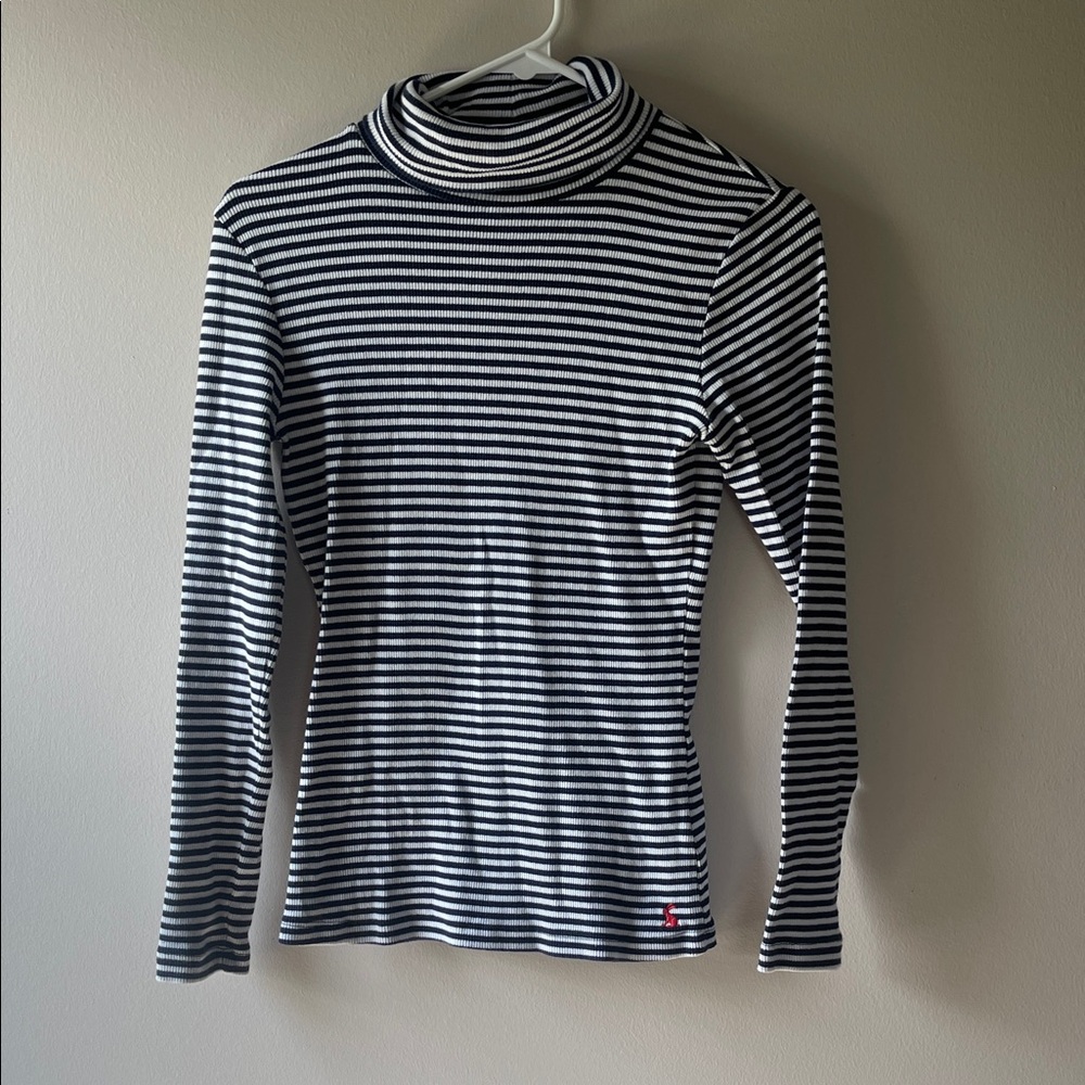 Joules Navy and White Striped Turtleneck